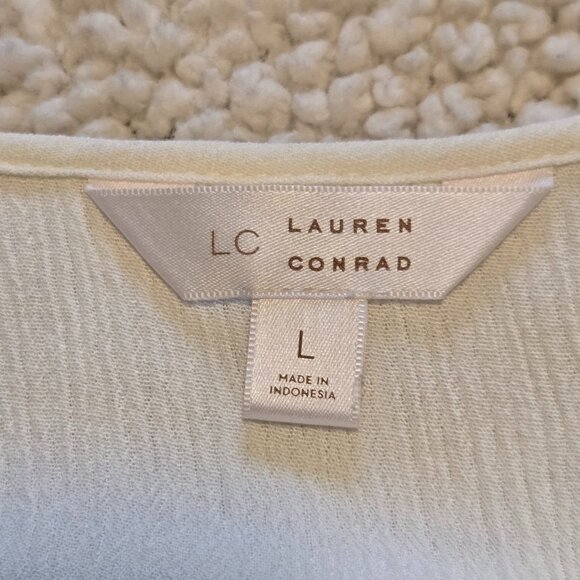 LC Lauren Conrad Crochet Trim Eyelet Adjustable Strap White Maxi Dress Size L - Picture 7 of 10